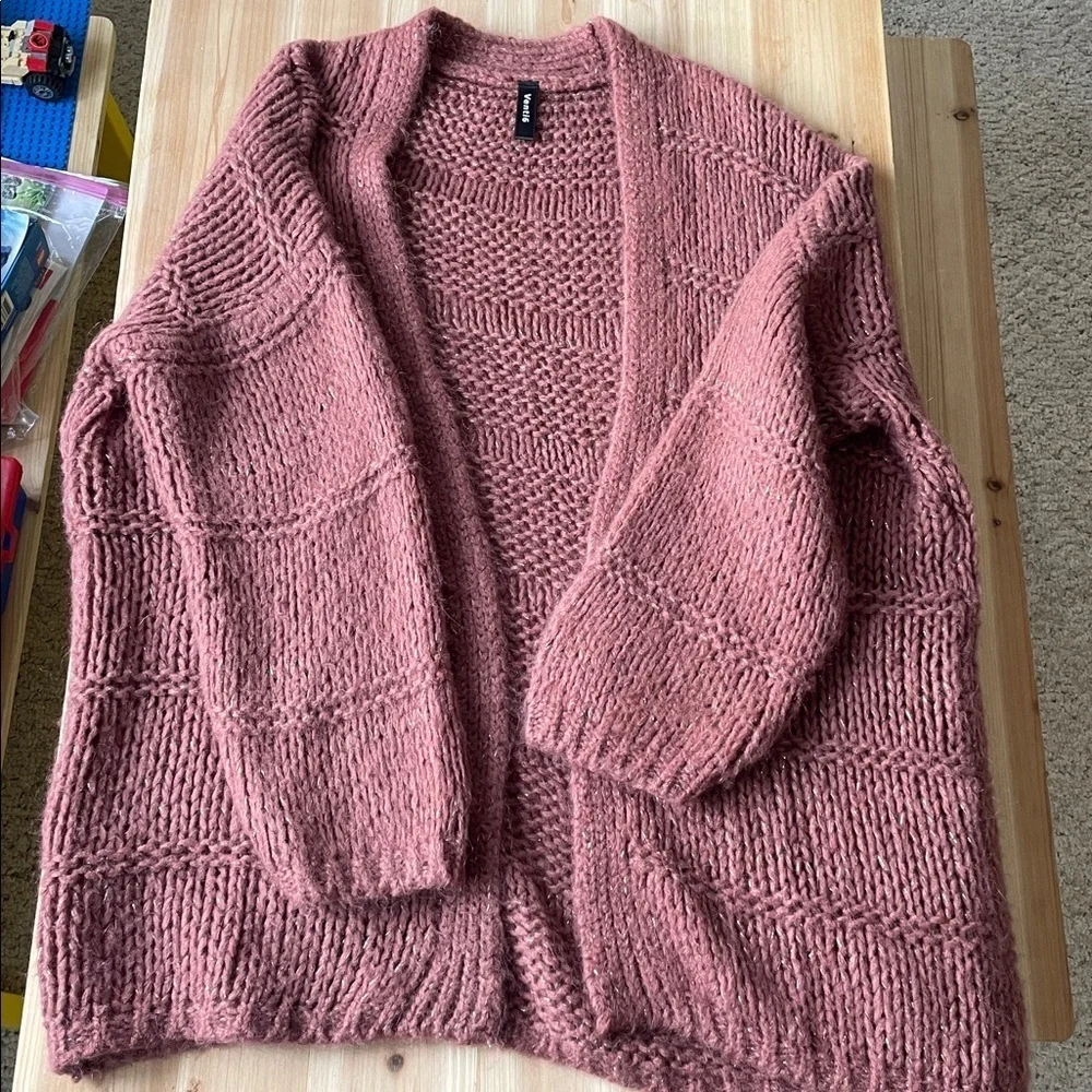 Venti6 Cozy Knit Open-Front Mohair Sweater Cardigan